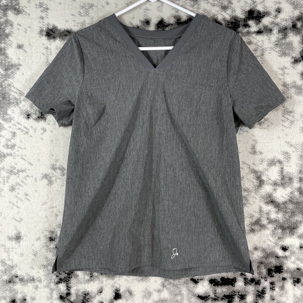 Jaanuu‎ Scrub Top Womens Size Medium Gray Performance Stretch V-Neck